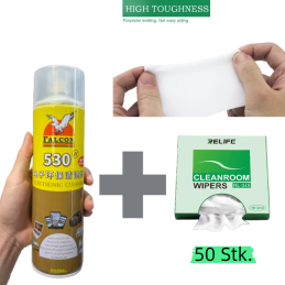 Falcon530 Reiniger Contact Cleaner Spray 550ml + Relife Tuch / Wipe 50 Stk.