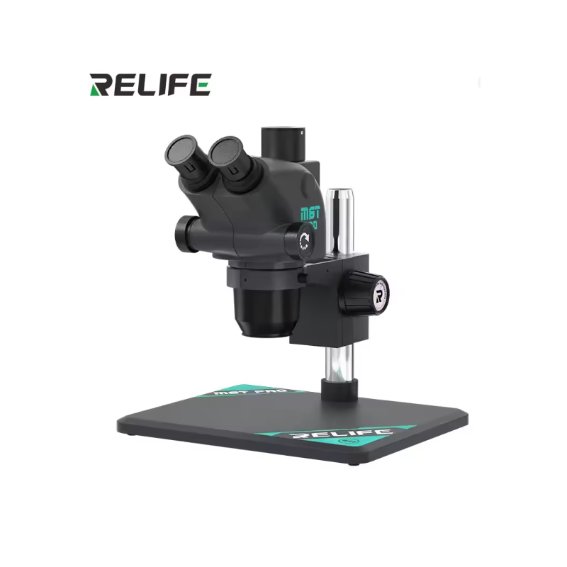 RELIFE RL-M6T Pro B11 – Trinokulares HD Stereo-Mikroskop 6,5X–65X Zoom mit LED-Ringlicht für Handy-Reparatur