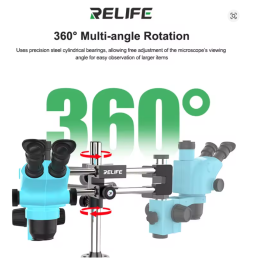 RELIFE MS2 Pro – Doppellager-Mikroskopständer | 360° Rotation, Doppelstangen-Design, Universell kompatibel