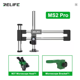 RELIFE MS2 Pro – Doppellager-Mikroskopständer | 360° Rotation, Doppelstangen-Design, Universell kompatibel
