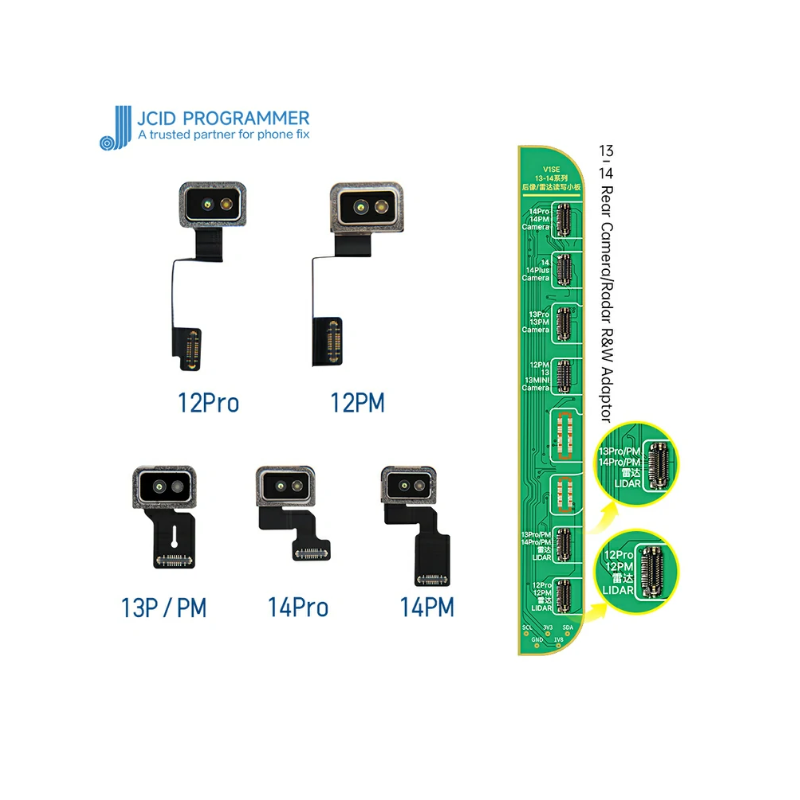 JCID Programmable LiDAR Repair FPC For Camera Lag And VR Repair 1 Set 15 stk + Adapter
