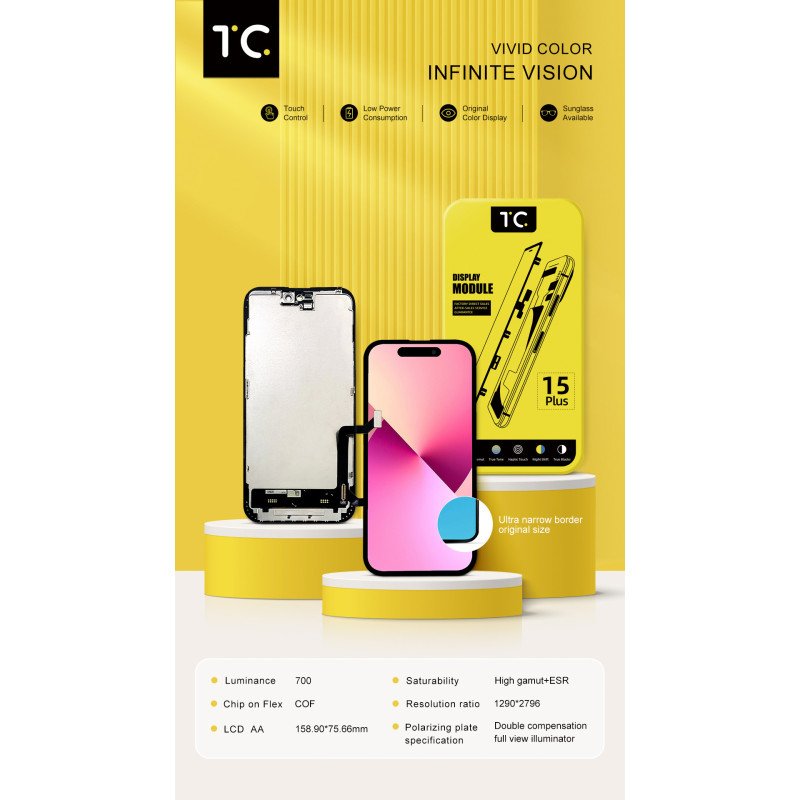 TC FHD COF Incell Display für iPhone 15 Plus