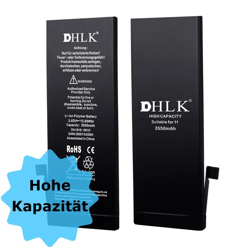 DHLK Akku für iPhone 11, 3.550mAh (hohe Kapazität)