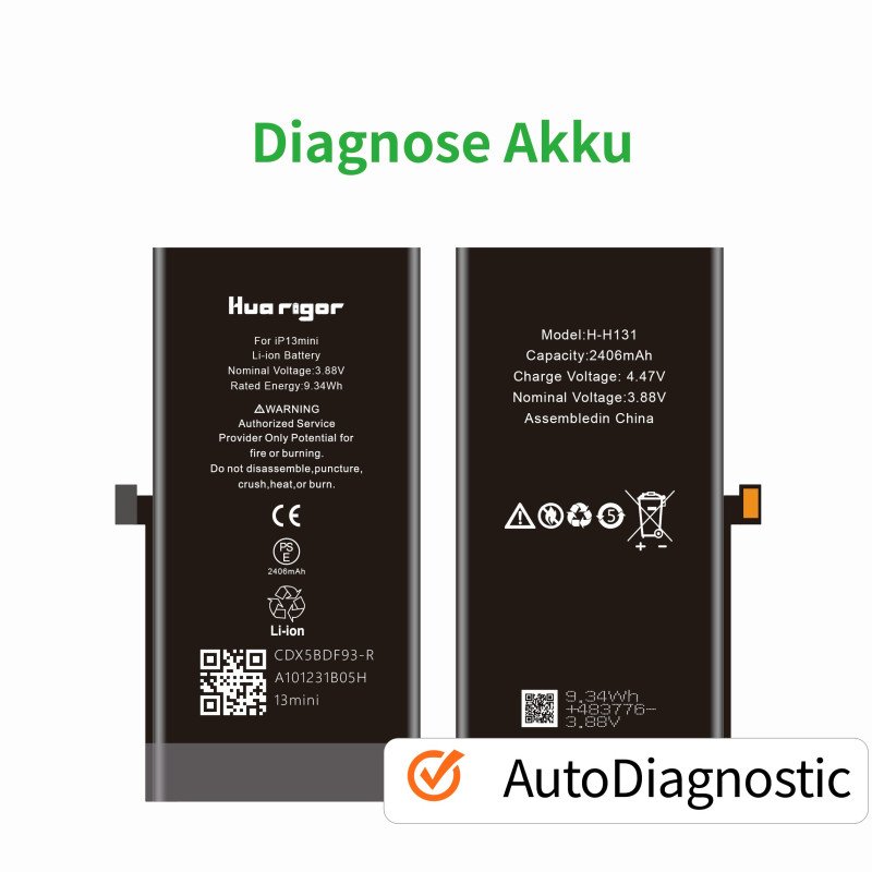 Auto Diagnostic Non Popup Akku für iPhone 13 Mini Ohne Fehlermeldung