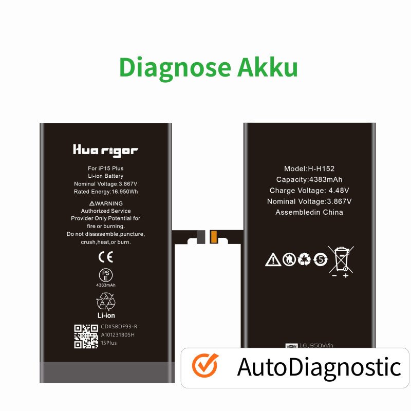 Auto Diagnostic Non Popup Akku für iPhone 15 Plus Ohne Fehlermeldung