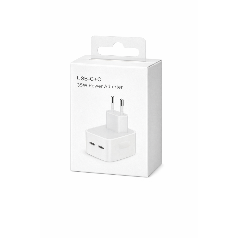2 Fach Dual USB-C Power Adapter Ladegerät Schnellladen 35W für Apple iPhone mit Verpackung