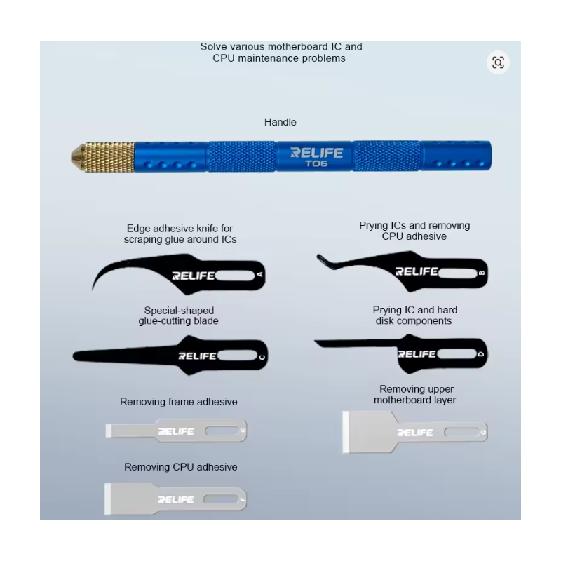 RELIFE TK5 8-in-1 Präzisions-Klingenset – Multifunktionswerkzeug für IC-, CPU- & Mainboard-Reparatur