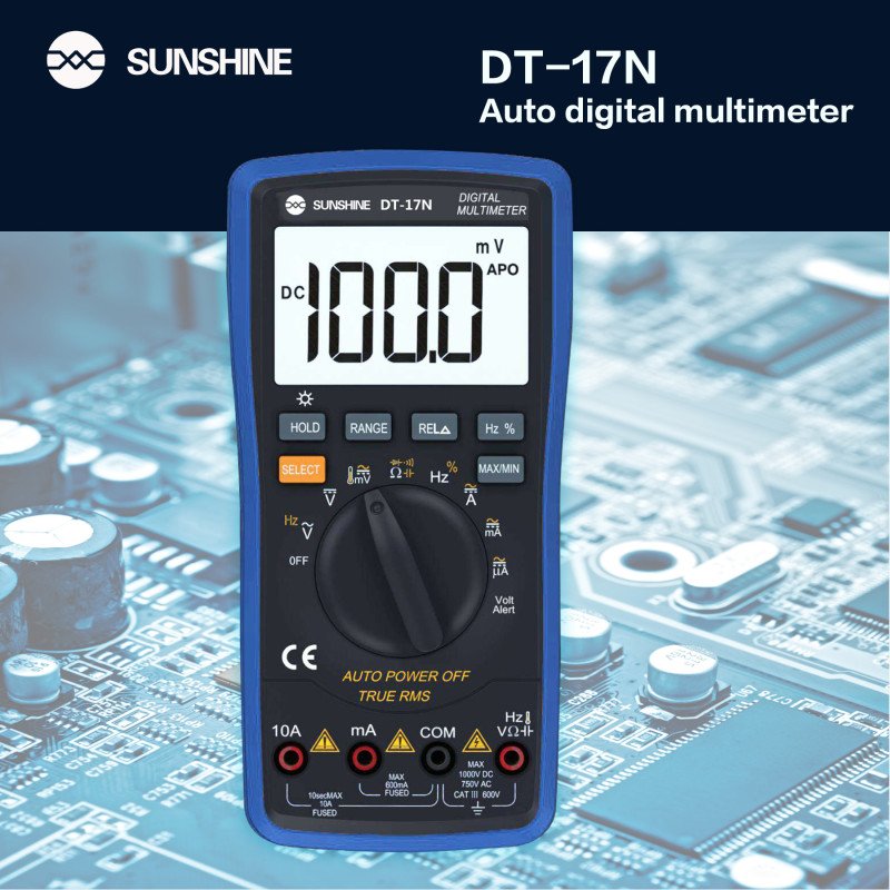 SUNSHINE DT-17N Digitales Multimeter – Vollautomatisch mit LCD-Display & intelligenter Bereichserkennung