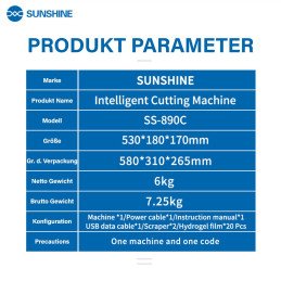 Sunshine Schneidemaschine für Hydrogel Schutzfolie SS-890C