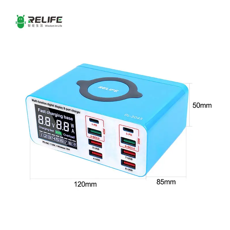 Sunshine RELIFE RL-304S Multifunktionale 8-Port Ladestation