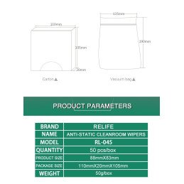 Sunshine Relife RL-045 Cleanroom Wipes 50 stk.
