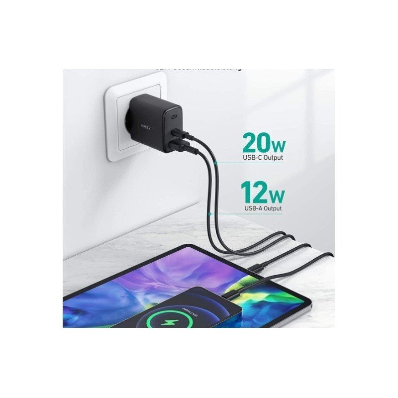 AUKEY 32W 2-Port PD Wall Charger Adapter Ladegerät PA-F3S
