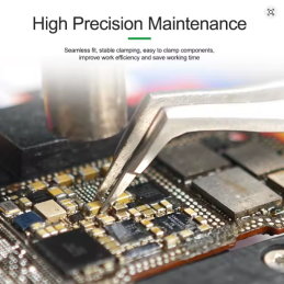 RELIFE ST-20L Präzisions Pinzette mit gebogenen Spitzen – Hohe Härte, Anti-Verformung, ideal für Motherboard & IC-Reparaturen