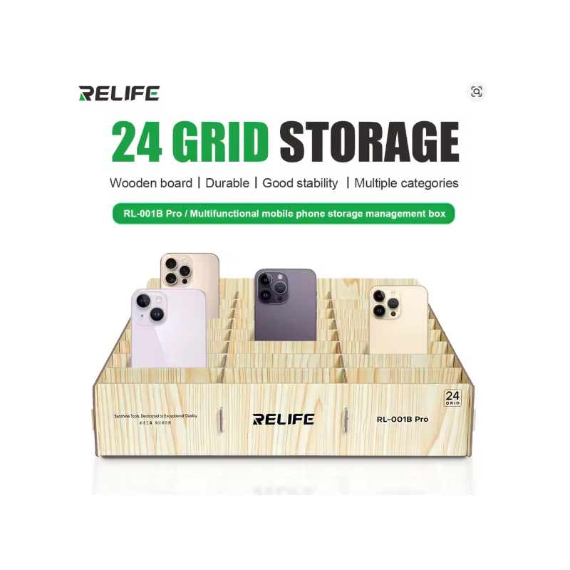 RELIFE RL-001B Pro Holz-Aufbewahrungsbox mit 24 Fächern