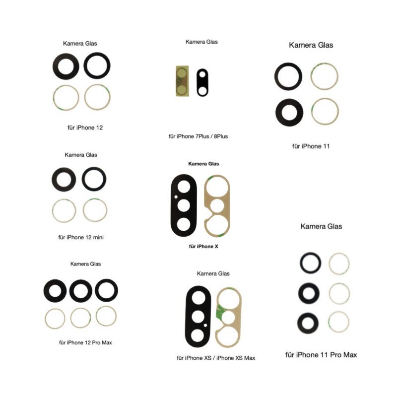 Kamera Linse Glas für iPhone 7, iPhone 8 und iPhone X Serie 1 Set