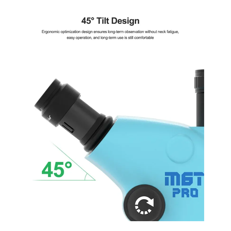 RELIFE RL-M6T Pro B11 – Trinokulares HD Stereo-Mikroskop 6,5X–65X Zoom mit LED-Ringlicht für Handy-Reparatur