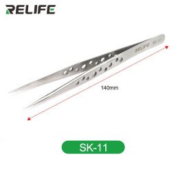 RELIFE SK-11 / SK-15 Präzisions-Pinzette – Edelstahl, mit Lochdesign | Gerade (SK-11) & Gebogen (SK-15)