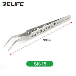 RELIFE SK-11 / SK-15 Präzisions-Pinzette – Edelstahl, mit Lochdesign | Gerade (SK-11) & Gebogen (SK-15)