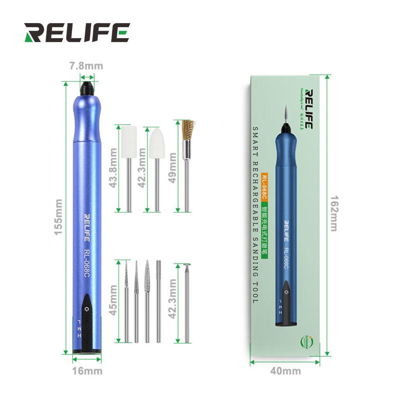 RELIFE RL-068C Smart Battery Grinding pin with 8 attachments for IC loops Mainboard-Disconnect Screw distance