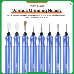RELIFE RL-068C Smart Battery Grinding pin with 8 attachments for IC loops Mainboard-Disconnect Screw distance