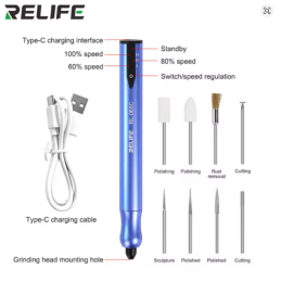 RELIFE RL-068C Smart Battery Grinding pin with 8 attachments for IC loops Mainboard-Disconnect Screw distance