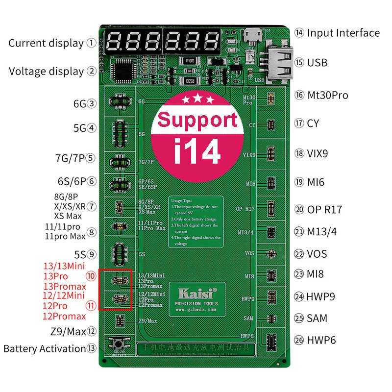 Kaisi 9208 Battery Activation Board for iPhone /Samsung/ Oppo / vivo / tecno
