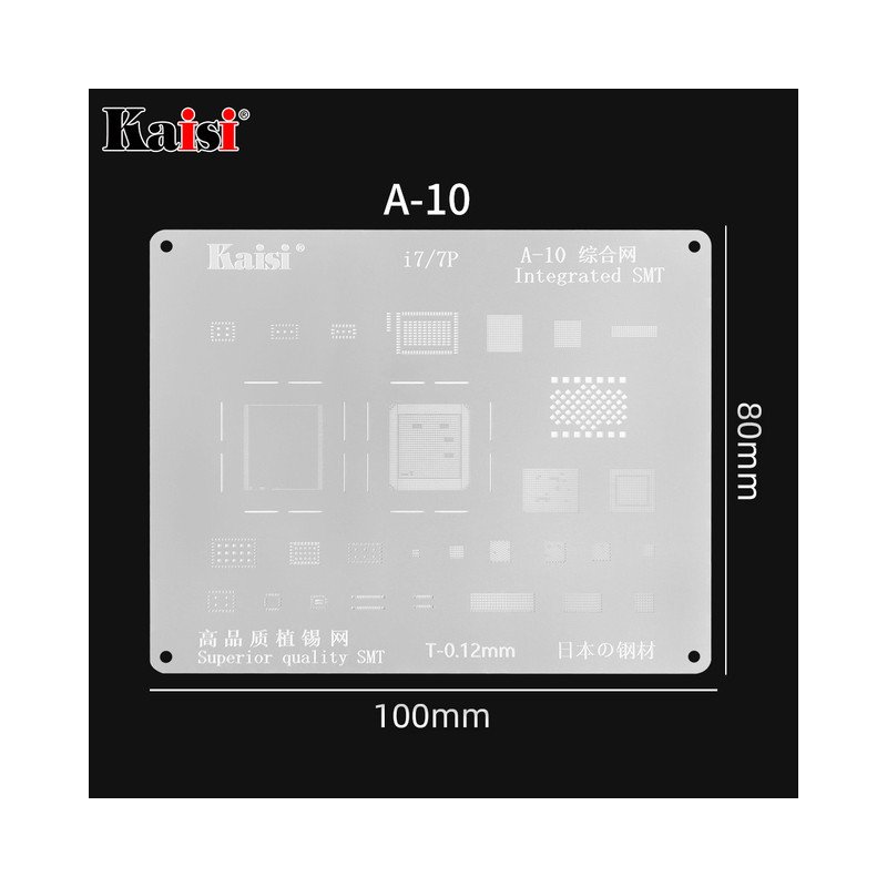 Kaisi 0,12 mm BGA Reballing Schablone Lötschablone für iPhone IC CPU (A-10) | 7/7P