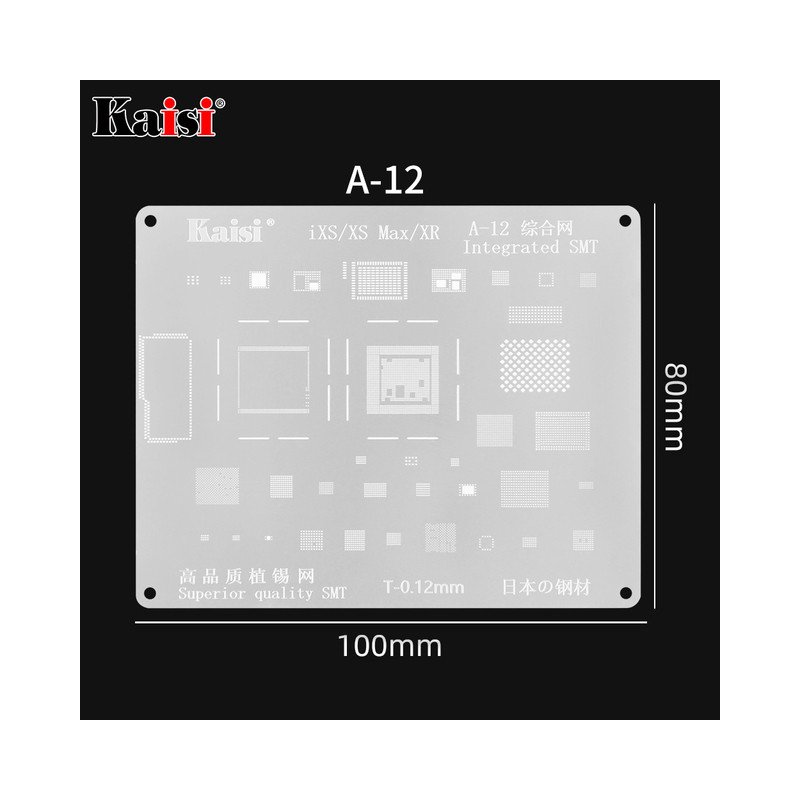 Kaisi 0.12mm BGA Reballing Stencil Solder Template for iPhone IC CPU ( A-12 ) | 8/8P/X