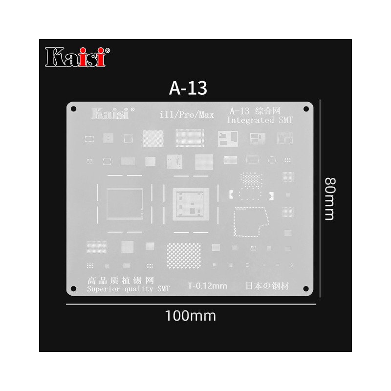 Kaisi 0.12 mm BGA Reballing Template for iPhone IC / CPU (A-13) | XS / XR / XS Max