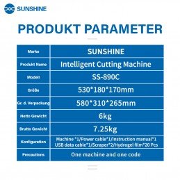 Sunshine Schneidemaschine für Hydrogel Schutzfolie SS-890C