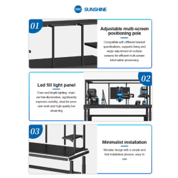 Qianli & YCS „Rock-Solid“ Reparatur Workstation Tisch 1.5m mit LED-Beleuchtung & Schwenkarmhalterung