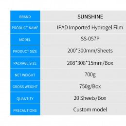 Hydrogel Schutzfolie SS-057P für Tablet