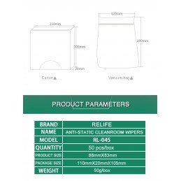Sunshine Relife RL-045 Cleanroom Wipes 50 stk.
