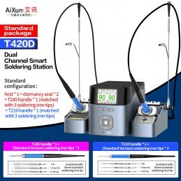 Aixun T420D 200W Dual-Channel-Lötstation mit T245/T210/T115 Griffen für Elektronik